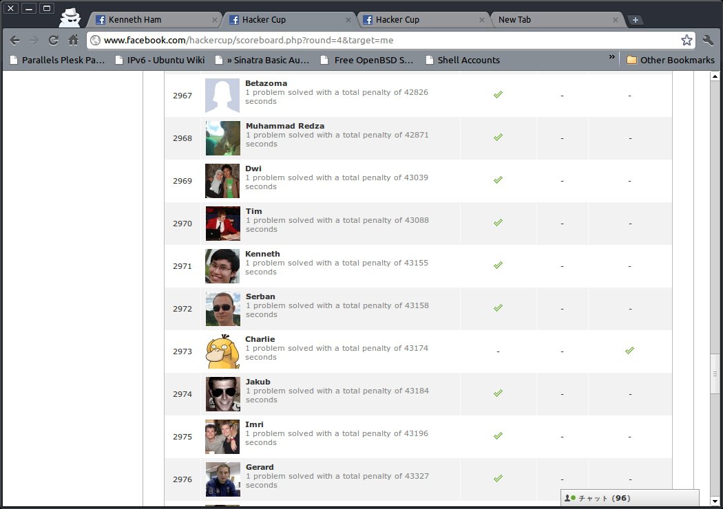 Facebook Hacker Cup 2011